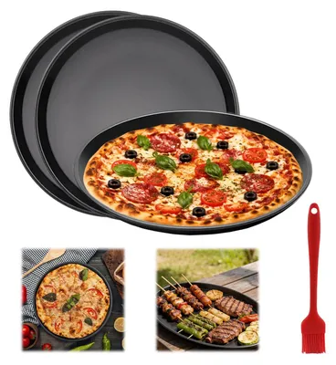 3er-Set Pizzableche Ø29 cm, antihaftbeschichtet, Kohlenstoffstahl