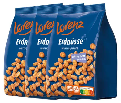 Immagine prodotto di Lorenz Snack World Arachidi piccanti salate in buste stand-up 1000g confezione da 3 pezzi