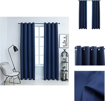 Zdjęcie produktu dla vidaXL Zasłony zaciemniające z metalowymi oczkami 2 szt. Niebieski 140x225cm - Zasłony i firany