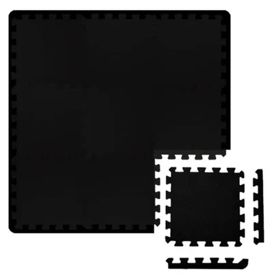 Image de 9 tapis puzzle de protection du sol Fitness - 30 x 30 noir - Tapis de sol de sport Home Gym