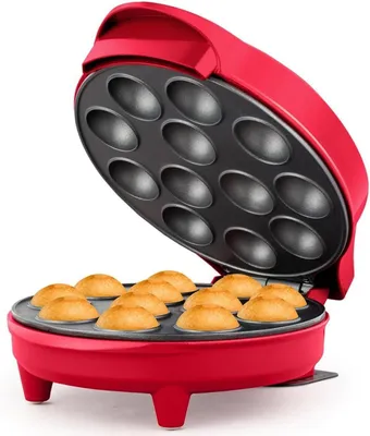 Productafbeelding van Cakepopmaker voor 12 cakepops - Rood - Antiaanbaklaag - Perfect voor Feesten en Verjaardagen