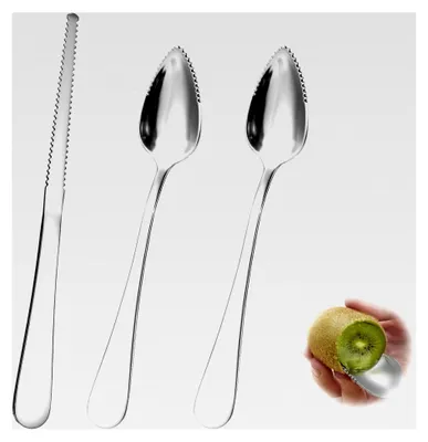 Produktbild von Edelstahl Grapefruitlöffel Set, 2 Grapefruitlöffel und 1 Grapefruitmesser