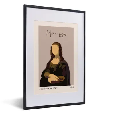 Produktbild von MuchoWow® Gerahmtes Poster Mona Lisa - Rosa - Alte Meister 40x60 cm - Poster mit Schwarzem Bilderrahmen Wandposter Rahmen Foto Bilder - Poster in Rahmen