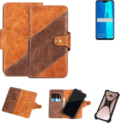 Produktbild von K-S-Trade Handy-Hülle Schutz-Hülle Bookstyle Case Wallet-Case kompatibel mit Huawei Y9 (2019) Handy Cover Bumper Kantenschutz Smartphone dunkelbraun