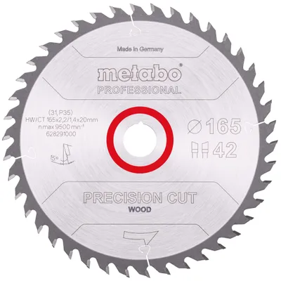 Produktbild von Metabo Sägeblatt precision cut wood - professional WZ 15°