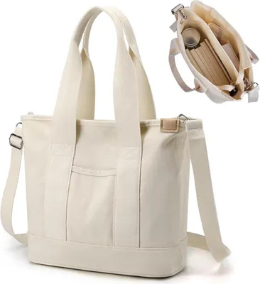 Produktbild von Canvas Handtasche Damen Umhängetasche mit Reißverschluss für Alltag & Reisen