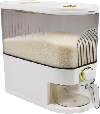 Produktbild von Reisspender 5kg mit Messbecher – Luftdichter Reisbeh?lter mit Zeitskala – Getreidebeh?lter für Küche, Vorratskammer & Trockenfutter – BPA-frei