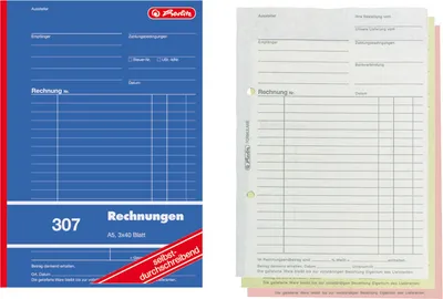 Produktbild von 3x Herlitz Rechnungsbuch 307 / A5 / 3x 40 Blatt / selbstdurchschreibend