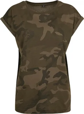 Produktbild von Build Your Brand Ladies Camo Extended Shoulder Camo Tee