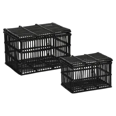 Zdjęcie produktu dla Koszyki dekoracyjne rattanowe, czarne, 3 sztuki