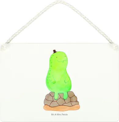 Produktbild von Mr. & Mrs. Panda Schild Schildkröte Pause DIN A4 - Weiß - Geschenk, Achtsamkeit, glücklich, Entspannen, Panzer, holzbild, Wandbild Holz, Holzschild, kleine aufmerksamkeit
