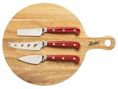 Imagen del producto de Tabla de cortar de acacia + 3 cuchillos para queso