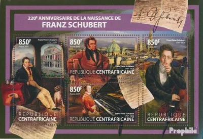 Produktbild von Briefmarken Zentralafrikanische Republik 2017 Mi 7295-7298 Kleinbogen (kompl. Ausgabe) postfrisch Franz Schubert