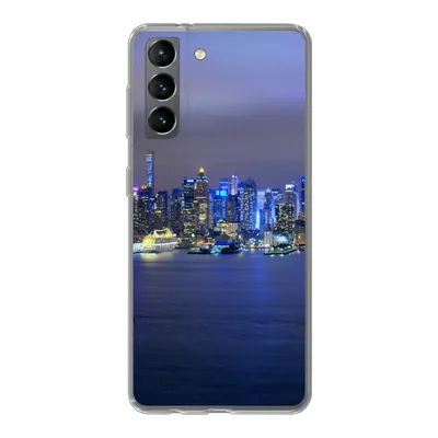 Produktbild von MuchoWow® Handyhülle Schutzhülle Hülle für Samsung Galaxy S21 New York - Skyline - Nacht Silikon Softcase Handy Hülle - Softcase
