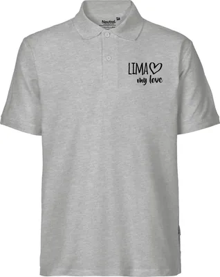 Produktbild von Huuraa Herren Polo Shirt Lima my love L Sport Grey Bio Baumwolle Fairtrade Poloshirt Geschenkidee