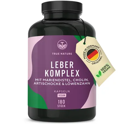 Produktbild von Leber-Komplex, 180 Kapseln, mit Mariendistel, Cholin & Artischocke, TRUE NATURE®