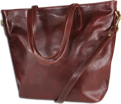 Immagine prodotto di Toscanto borsa in pelle a tracolla shopper business bag marrone OTT133SN