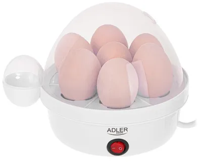 Zdjęcie produktu dla Adler AD4459, 7 jaj., Twardy, Średni, Miękki, Przycisk, Biały, 450 W, 360 V