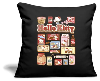 Produktbild von Spreadshirt Hello Kitty Snack Collage Kissenbezug 45x45 cm, One size, Schwarz
