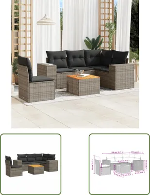 Produktbild von The Living Store 6-tlg. Garten-Sofagarnitur mit Kissen Grau Poly Rattan