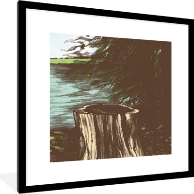 Produktbild von MuchoWow® MuchoWow® Gerahmtes Poster Baum - Meer - Illustration 40x40 cm - Poster mit zchwarzem Bilderrahmen - Poster - Plakat im Rahmen
