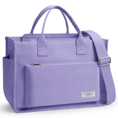 Imagen del producto de Bolsa de tela de gran tamaño, color lila, de tamaño mediano, ideal para el trabajo y el uso diario