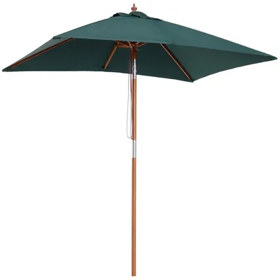 Produktbild von Rechteckiger Gartenschirm 200 x 150 cm mit verstellbarem Winkel, Holzstange und Kurbelmechanismus fš¹r Terrasse und Garten
