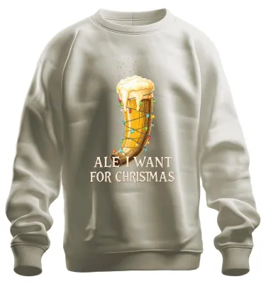 Produktbild von Ale I Want For Christmas Wikinger Trinkhorn Bier Geschenk Sweatshirt Pullover, Natur, L