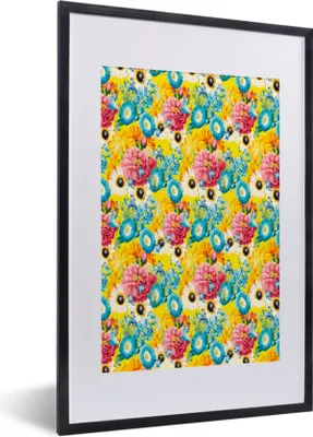 Produktbild von MuchoWow® MuchoWow® Gerahmtes Poster Blumen - Collage - Farben 40x60 cm - Poster mit zchwarzem Bilderrahmen - Poster in Rahmen