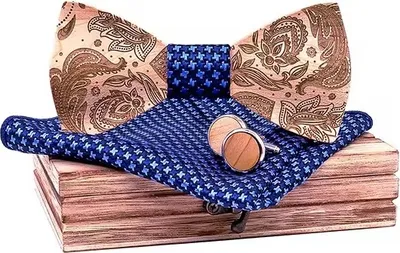 Obrázok produktu pre Drevený motýlik Lovely - Modrá | Elegantný set pre džentlmena KP30921