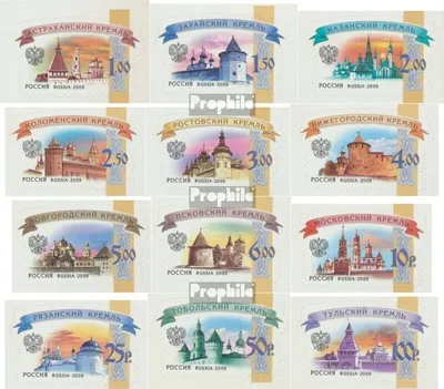 Produktbild von Briefmarken Russland 2009 Mi 1592v-1603v (kompl.Ausg.) postfrisch Kreml