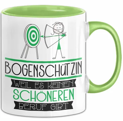 Produktbild von Bogenschützin Weil Es Keinen Schöneren Beruf Gibt Tasse Geschenk für Eine Bogenschützin Lustig (Grün)