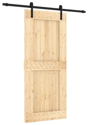 Obrázok produktu pre Posuvné dvere v prírodnej a čiernej farbe, 90 x 210 cm, masívna borovica