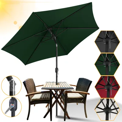 Zdjęcie produktu dla TolleTour Parasol ogrodowy Ø2,7 m, obracany o 360°, parasol tarasowy, parasol wiszący, parasol targowy, parasol plażowy – zielony