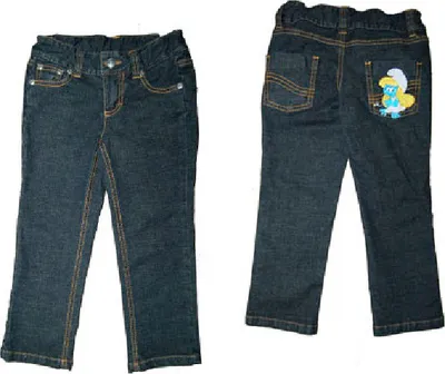 Produktbild von 84206 Süße Disney Mädchen-Jeans mit Schlümpfe-Motiv – Größe 98, Farbe Blau