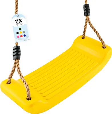 Produktbild von GO!elements Schaukel Garten - Kinderschaukel Outdoor Indoor - Schaukelsitz Schaukelbrett Brettschaukel für Kinder zum Schaukeln - Höhenverstellbar - rutschfest - Farbe: Gelb