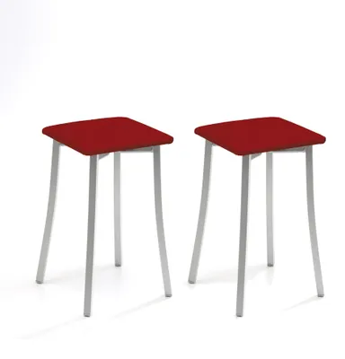 Zdjęcie produktu dla ASTIMESA Dwa krzesła barowe, nogi, design, sztuczna skóra, czerwone