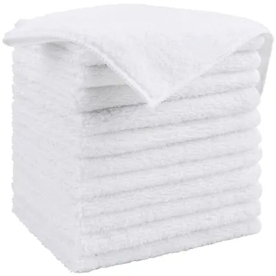 Produktbild von HOMEXCEL Microfasertücher 12 Stück,Weiß Mikrofasertücher Mikrofaser Reinigungstücher Putzlappen Küch Geschirrtücher für Küche,Glas, Auto, Motorrad, Fenster, 30 x 30 cm
