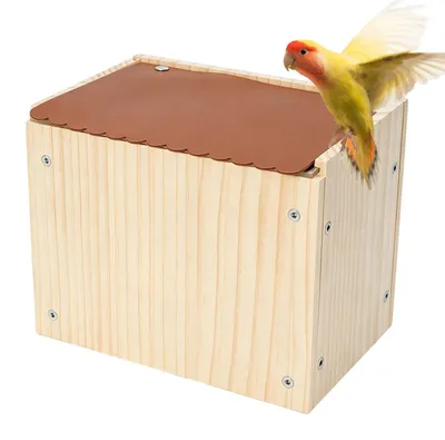 Imagen del producto de Caja nido de madera para loros, modelo colgante