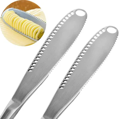 Produktbild von Buttermesser Set 2 Stück, Edelstahl Curl-Buttermesser Mit Gezahnter Klinge, Für Toast Butter Marmelade