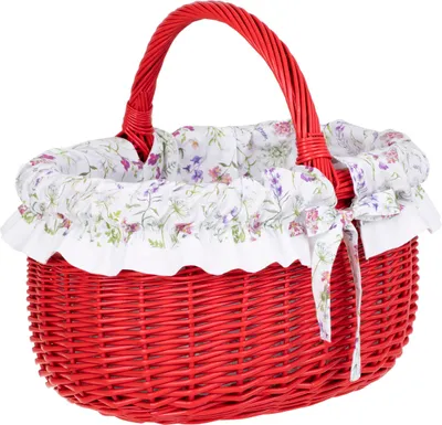 Zdjęcie produktu dla Czerwony wiklinowy kosz na zakupy / prezent 42x34 H23/36