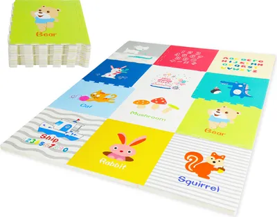 Produktbild von CCLIFE Puzzlematte 2cm dicke Krabbelmatte Spielmatte Baby XPE Spielteppich Rutschfest Beidseitig Tragbar Wasserdicht für Innen Außen 12er