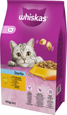 Produktbild von WHISKAS Sterile mit Huhn - Trockenfutter für sterilisierte Katzen - 14kg