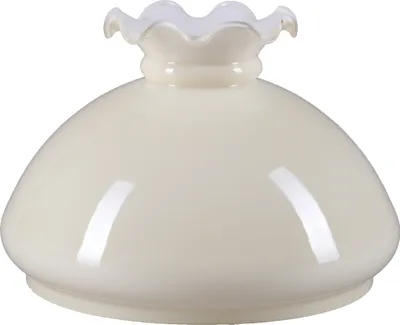 Produktbild von Petroleumglas rund Ø 189mm Lampenglas Beige Ersatzglas Glasschirm Rüschenrand