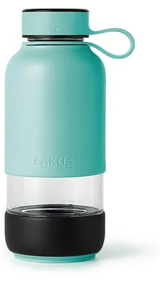 Zdjęcie produktu dla Lekue - Butelka szklana na wodę TO GO 500ml Turkusowa