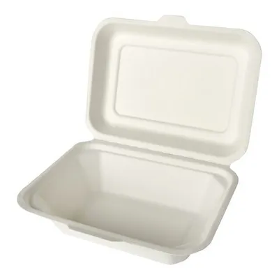 Produktbild von 25x PAPSTAR Menüboxen aus Zuckerrohr ungeteilt 6 x 18 x 12,5 cm weiss