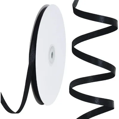 Productafbeelding van Satlintape, 6 mm x 91 meter, zwart, voor cadeauverpakkingen, knutselen en strikken
