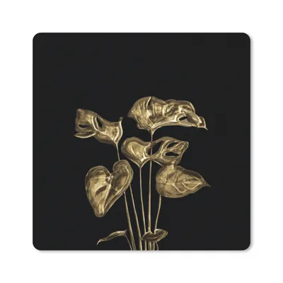 Produktbild von MuchoWow® Mauspad Mousepad Blätter - Gold - Pflanzen 30x30 cm - Mousepads - Maus Mat - Pad - Mausunterlage - Gaming
