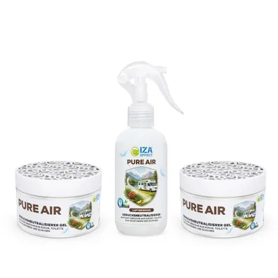 Obrázok produktu pre IZAEFFECT Caravan Fresh Air Set – súprava na neutralizáciu zápachu pre obytné auto, karavan a camper – 1× Pure Air Spray + 2× Pure Air Gel