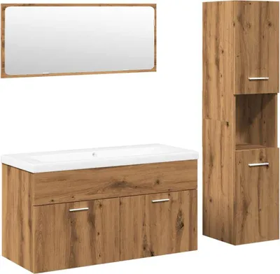 Produktbild von vidaXL 4-tlg. Badmöbel-Set Artisan-Eiche Holzwerkstoff